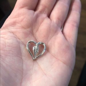 sterling silver heart with diamonds pendant